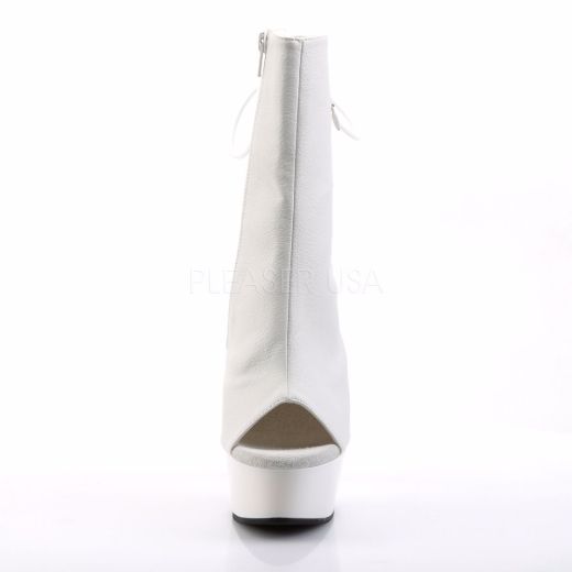 Product image of Pleaser Delight-1018 White Faux Leather/White, 6 inch (15.2 cm) Heel, 1 3/4 inch (4.4 cm) Platform Ankle Boot