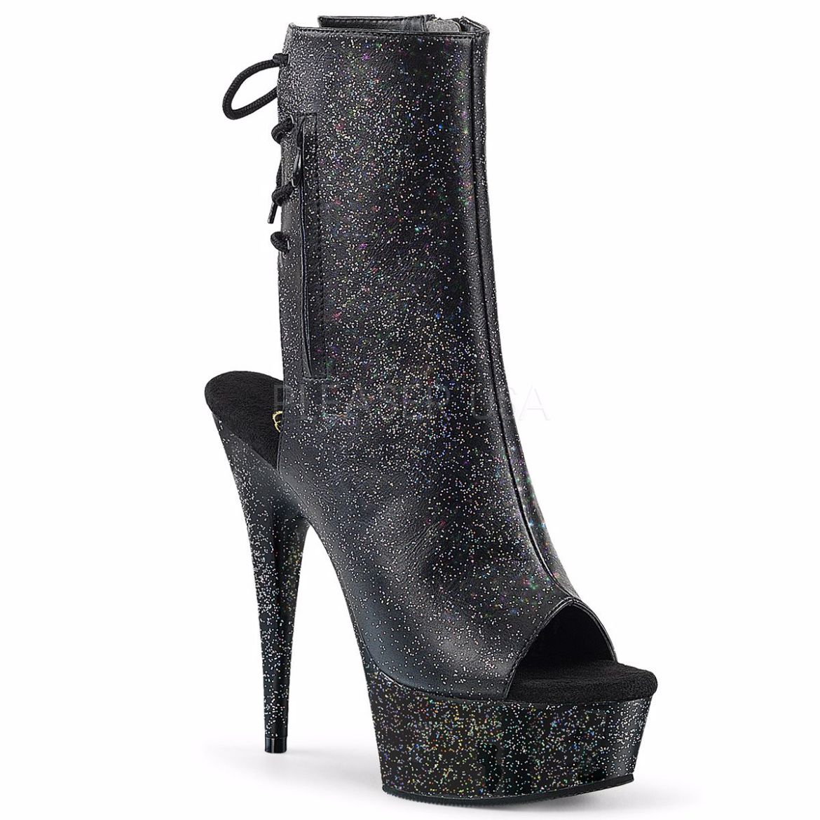 Product image of Pleaser Delight-1018Mmg Black Faux Leather/Black Matte, 6 inch (15.2 cm) Heel, 1 3/4 inch (4.4 cm) Platform Ankle Boot