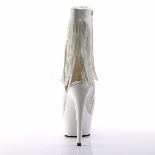 Product image of Pleaser Delight-1019 White Faux Leather/White, 6 inch (15.2 cm) Heel, 1 3/4 inch (4.4 cm) Platform Ankle Boot