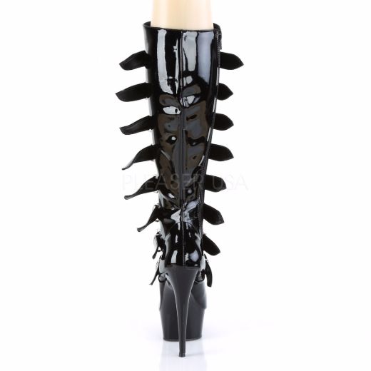 Product image of Pleaser Delight-2049 Black Patent/Black, 6 inch (15.2 cm) Heel, 1 3/4 inch (4.4 cm) Platform Knee High Boot