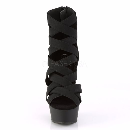 Product image of Pleaser Delight-600-24 Black Elastic Band-Faux Suede/Black Matte, 6 inch (15.2 cm) Heel, 1 3/4 inch (4.4 cm) Platform Sandal Shoes