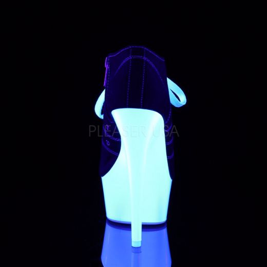 Product image of Pleaser Delight-600Sk-01 Black Canvas/Neon White, 6 inch (15.2 cm) Heel, 1 3/4 inch (4.4 cm) Platform Sandal Shoes