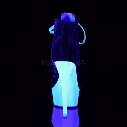 Product image of Pleaser Delight-600Sk-02 Black Canvas/Neon White, 6 inch (15.2 cm) Heel, 1 3/4 inch (4.4 cm) Platform Ankle Boot