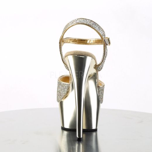 Product image of Pleaser Delight-609G Gold Multi Glitter/Gold Chrome, 6 inch (15.2 cm) Heel, 1 3/4 inch (4.4 cm) Platform Sandal Shoes