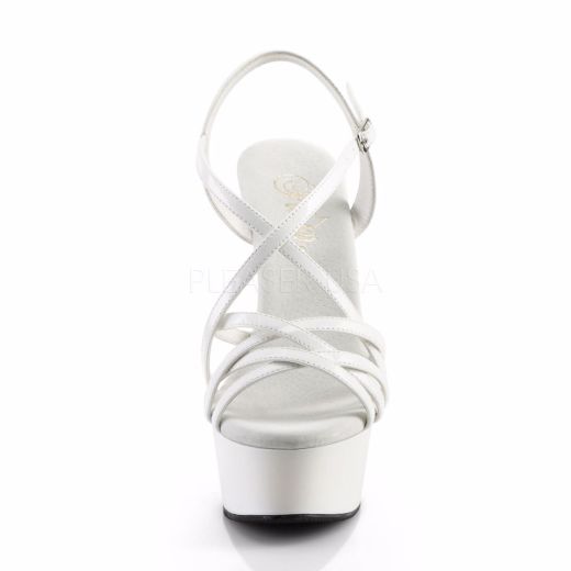 Product image of Pleaser Delight-613 White Patent/White, 6 inch (15.2 cm) Heel, 1 3/4 inch (4.4 cm) Platform Sandal Shoes