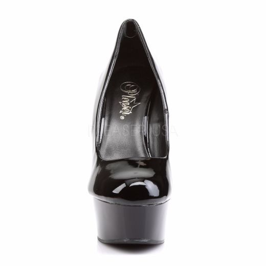 Product image of Pleaser Delight-685 Black Patent/Black, 6 inch (15.2 cm) Heel, 1 3/4 inch (4.4 cm) Platform Court Pump Shoes