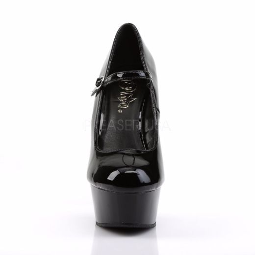 Product image of Pleaser Delight-687 Black Patent/Black, 6 inch (15.2 cm) Heel, 1 3/4 inch (4.4 cm) Platform Court Pump Shoes