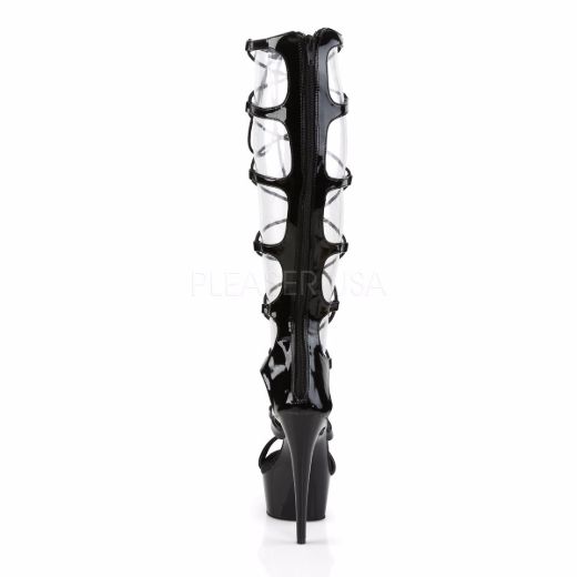 Product image of Pleaser Delight-698 Black Patent/Black, 6 inch (15.2 cm) Heel, 1 3/4 inch (4.4 cm) Platform Sandal Shoes