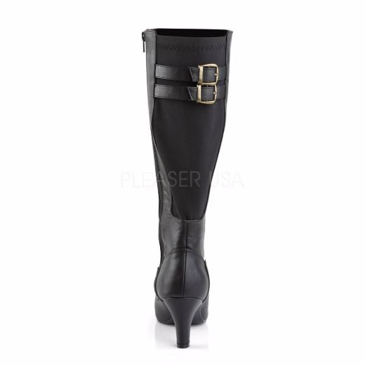 Product image of Pleaser Pink Label Divine-2018 Black Faux Leather, 3 inch (7.6 cm) Heel Knee High Boot