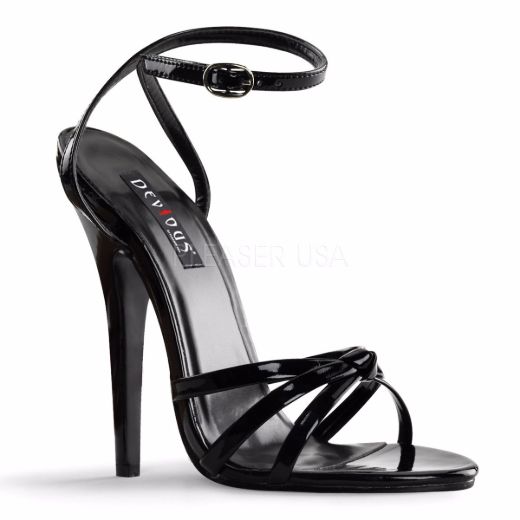 Product image of Devious Domina-108 Black Patent, 6 inch (15.2 cm) Heel Sandal Shoes
