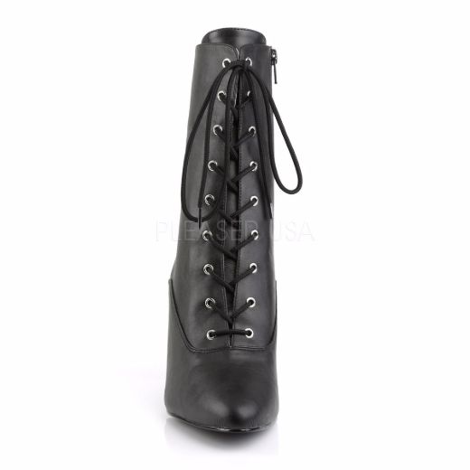 Product image of Pleaser Pink Label Dream-1020 Black Faux Leather, 4 inch (10.2 cm) Heel Ankle Boot