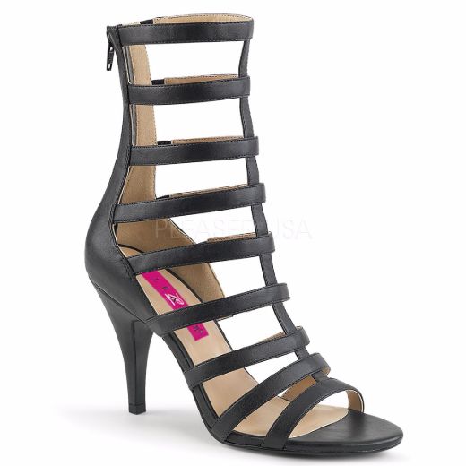 Product image of Pleaser Pink Label Dream-438 Black Faux Leather, 4 inch (10.2 cm) Heel Ankle Boot