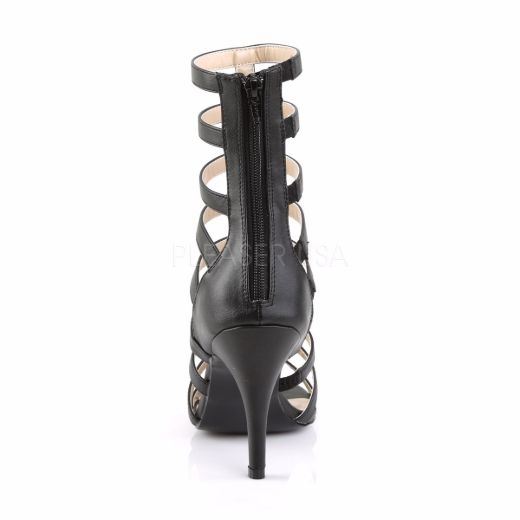Product image of Pleaser Pink Label Dream-438 Black Faux Leather, 4 inch (10.2 cm) Heel Ankle Boot