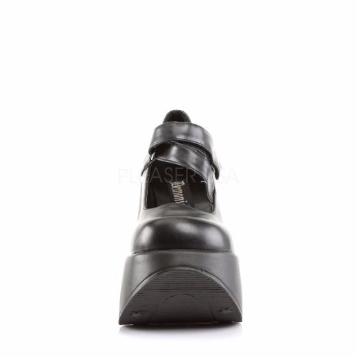 Product image of Demonia Dynamite-03 Black Vegan Leather, 5 1/4 inch (13.3 cm) Wedge Court Pump Shoes