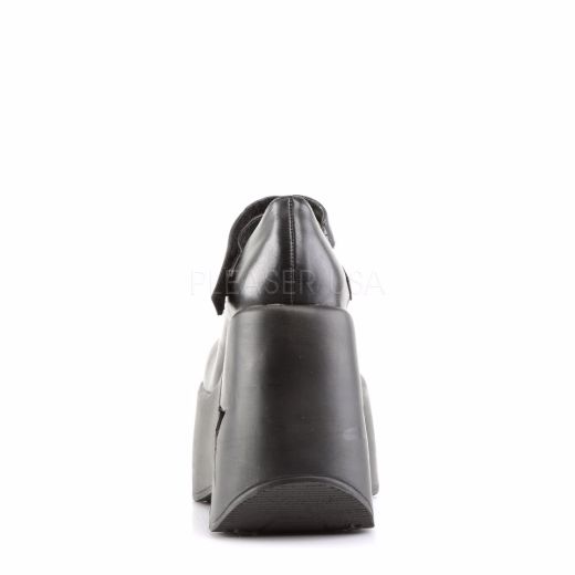 Product image of Demonia Dynamite-03 Black Vegan Leather, 5 1/4 inch (13.3 cm) Wedge Court Pump Shoes