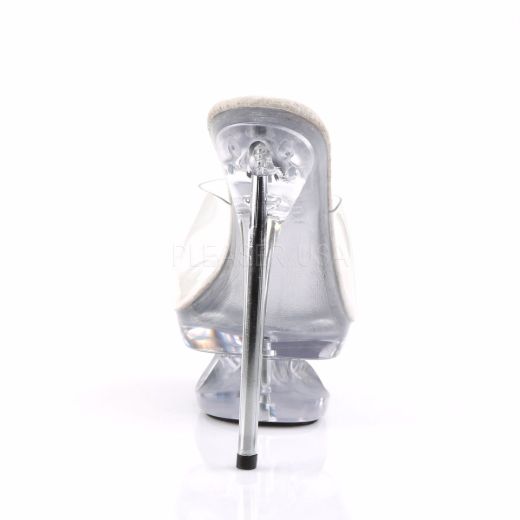 Product image of Pleaser Eclipse-601 Clear/Clear, 6 1/2 inch (16.5 cm) Heel, 1 3/4 inch (4.4 cm) Platform Slide Mule Shoes