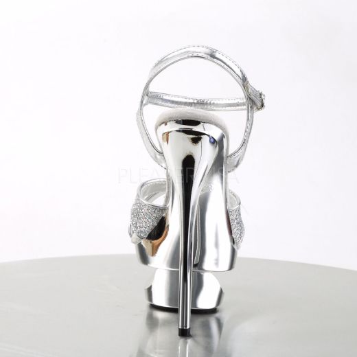 Product image of Pleaser Eclipse-619G Silver Multi Glitter/Silver Chrome, 6 1/2 inch (16.5 cm) Heel, 1 3/4 inch (4.4 cm) Platform Sandal Shoes