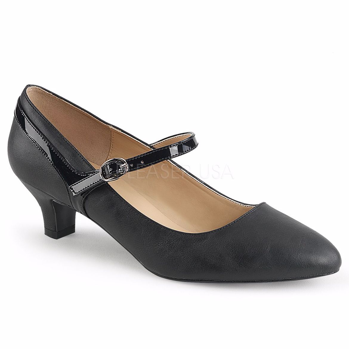 Product image of Pleaser Pink Label Fab-425 Black Faux Leather-Patent, 2 inch (5.1 cm) Heel Court Pump Shoes