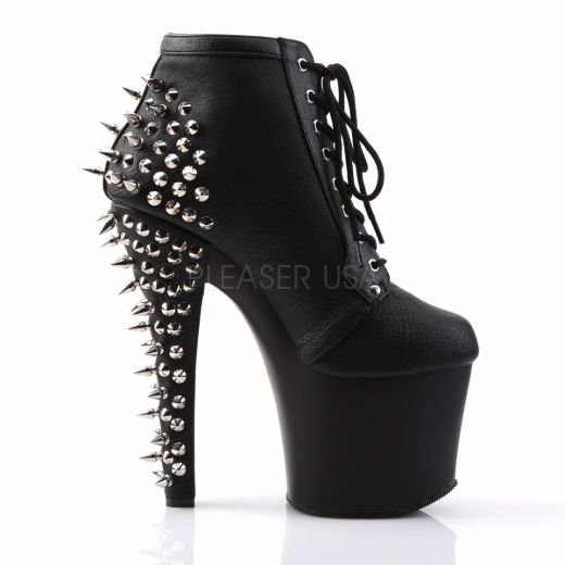 Product image of Pleaser Fearless-700-28 Black Faux Leather/Black Matte, 7 inch (17.8 cm) Heel, 3 1/4 inch (8.3 cm) Platform Ankle Boot