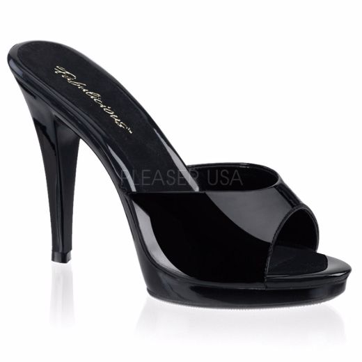Product image of Fabulicious Flair-401-2 Black/Black, 4 1/2 inch (11.4 cm) Heel, 1/2 inch (1.3 cm) Platform Slide Mule Shoes