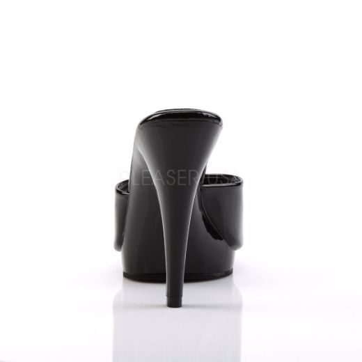 Product image of Fabulicious Flair-401-2 Black/Black, 4 1/2 inch (11.4 cm) Heel, 1/2 inch (1.3 cm) Platform Slide Mule Shoes
