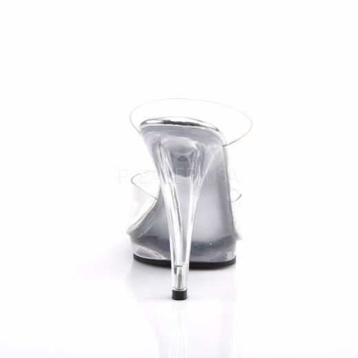 Product image of Fabulicious Flair-402 Clear/Clear, 4 1/2 inch (11.4 cm) Heel, 1/2 inch (1.3 cm) Platform Slide Mule Shoes