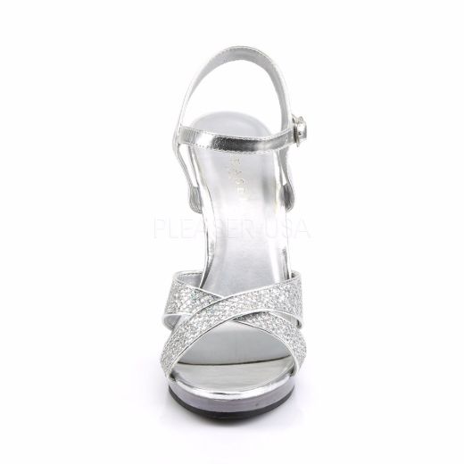 Product image of Fabulicious Flair-419(G) Silver Multi Glitter/Clear, 4 1/2 inch (11.4 cm) Heel, 1/2 inch (1.3 cm) Platform Sandal Shoes