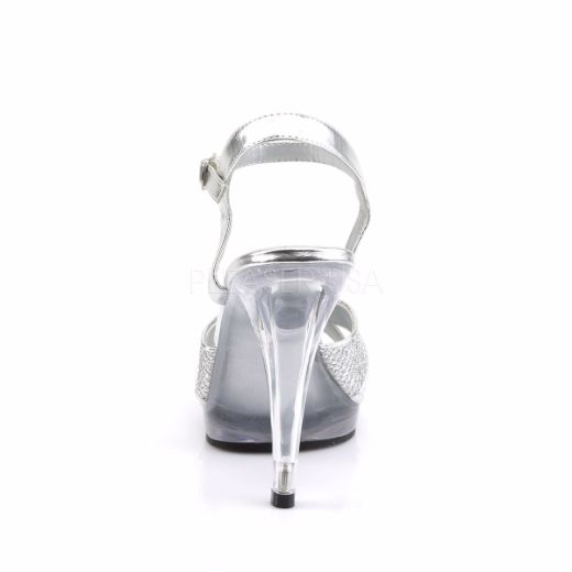 Product image of Fabulicious Flair-419(G) Silver Multi Glitter/Clear, 4 1/2 inch (11.4 cm) Heel, 1/2 inch (1.3 cm) Platform Sandal Shoes