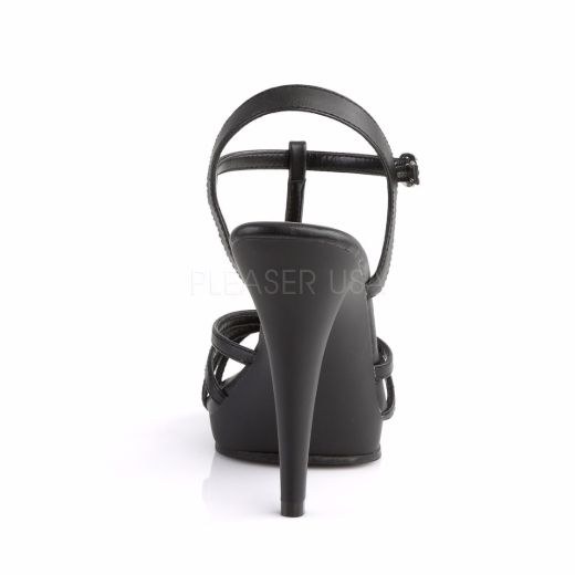 Product image of Fabulicious Flair-420 Black Pu/Black Matte, 4 1/2 inch (11.4 cm) Heel, 1/2 inch (1.3 cm) Platform Sandal Shoes