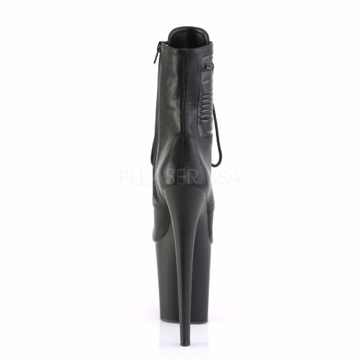 Product image of Pleaser Flamingo-1020Pk Black Faux Leather/Black Matte, 8 inch (20.3 cm) Heel, 4 inch (10.2 cm) Platform Ankle Boot