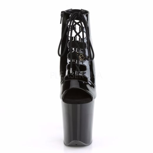 Product image of Pleaser Flamingo-800-20 Black Patent/Black, 8 inch (20.3 cm) Heel, 4 inch (10.2 cm) Platform Sandal Shoes