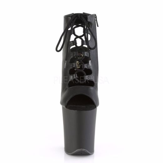 Product image of Pleaser Flamingo-800-20 Black Faux Leather/Black Matte, 8 inch (20.3 cm) Heel, 4 inch (10.2 cm) Platform Sandal Shoes