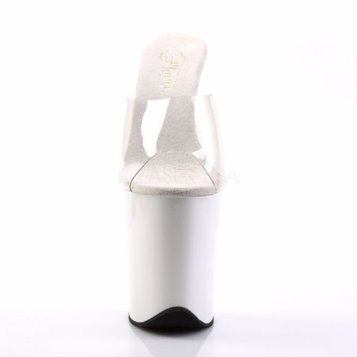 Product image of Pleaser Flamingo-801 Clear/White, 8 inch (20.3 cm) Heel, 4 inch (10.2 cm) Platform Slide Mule Shoes