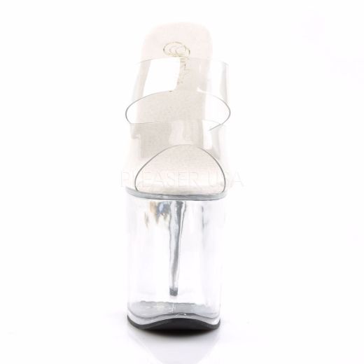 Product image of Pleaser Flamingo-802 Clear/Clear, 8 inch (20.3 cm) Heel, 4 inch (10.2 cm) Platform Slide Mule Shoes