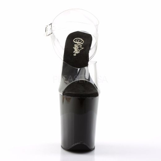 Product image of Pleaser Flamingo-808 Clear/Black, 8 inch (20.3 cm) Heel, 4 inch (10.2 cm) Platform Sandal Shoes