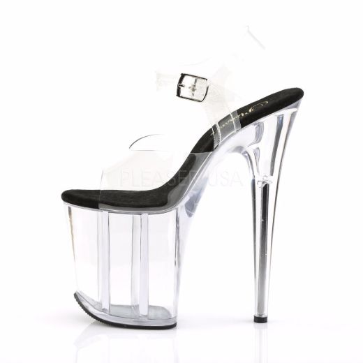 Product image of Pleaser Flamingo-808 Clear-Black/Clear, 8 inch (20.3 cm) Heel, 4 inch (10.2 cm) Platform Sandal Shoes
