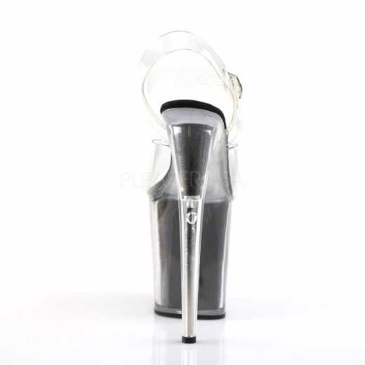 Product image of Pleaser Flamingo-808G Clear/Black Glitter, 8 inch (20.3 cm) Heel, 4 inch (10.2 cm) Platform Sandal Shoes