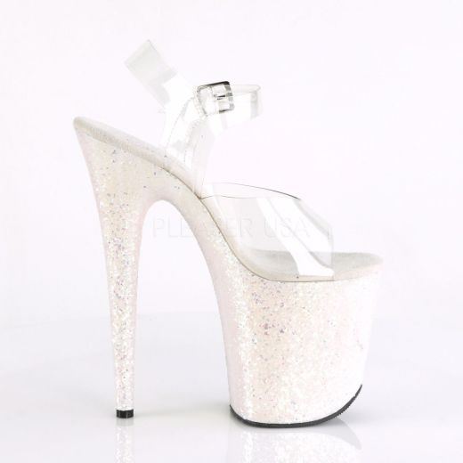 Product image of Pleaser Flamingo-808Lg Clear/Opal Multi Glitter, 8 inch (20.3 cm) Heel, 4 inch (10.2 cm) Platform Sandal Shoes