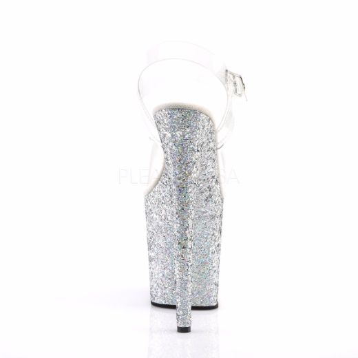 Product image of Pleaser Flamingo-808Lg Clear/Silver Multi Glitter, 8 inch (20.3 cm) Heel, 4 inch (10.2 cm) Platform Sandal Shoes