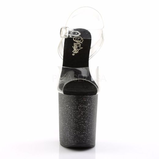 Product image of Pleaser Flamingo-808Mg Clear/Black, 8 inch (20.3 cm) Heel, 4 inch (10.2 cm) Platform Sandal Shoes
