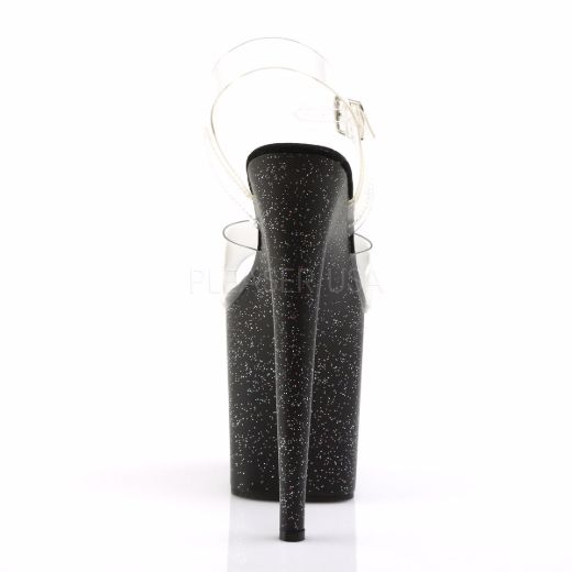 Product image of Pleaser Flamingo-808Mg Clear/Black, 8 inch (20.3 cm) Heel, 4 inch (10.2 cm) Platform Sandal Shoes