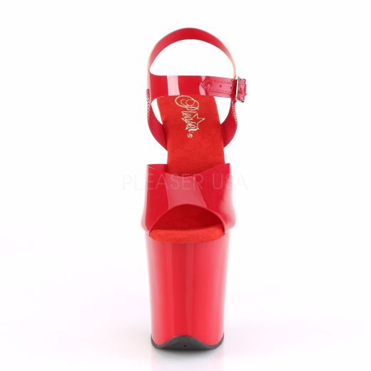 Product image of Pleaser Flamingo-808N Red (Jelly-Like) Tpu/Red, 8 inch (20.3 cm) Heel, 4 inch (10.2 cm) Platform Sandal Shoes