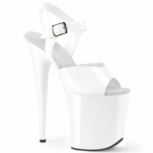Product image of Pleaser Flamingo-808N White (Jelly-Like) Tpu/White, 8 inch (20.3 cm) Heel, 4 inch (10.2 cm) Platform Sandal Shoes