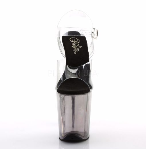 Product image of Pleaser Flamingo-808T Clear/Smoke Tinted, 8 inch (20.3 cm) Heel, 4 inch (10.2 cm) Platform Sandal Shoes
