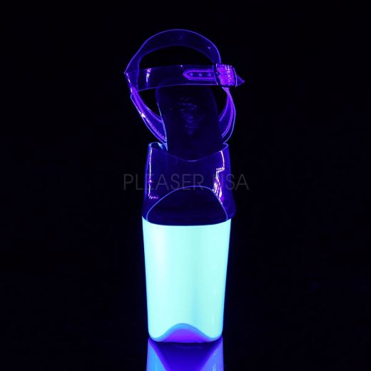 Product image of Pleaser Flamingo-808Uv Clear/Neon White, 8 inch (20.3 cm) Heel, 4 inch (10.2 cm) Platform Sandal Shoes
