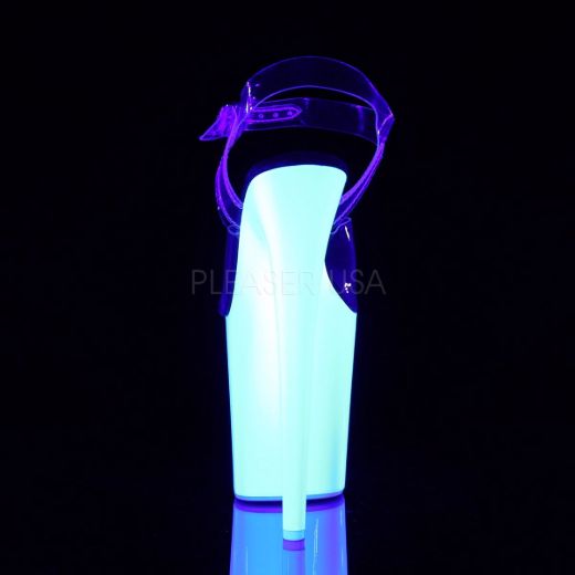 Product image of Pleaser Flamingo-808Uv Clear/Neon White, 8 inch (20.3 cm) Heel, 4 inch (10.2 cm) Platform Sandal Shoes