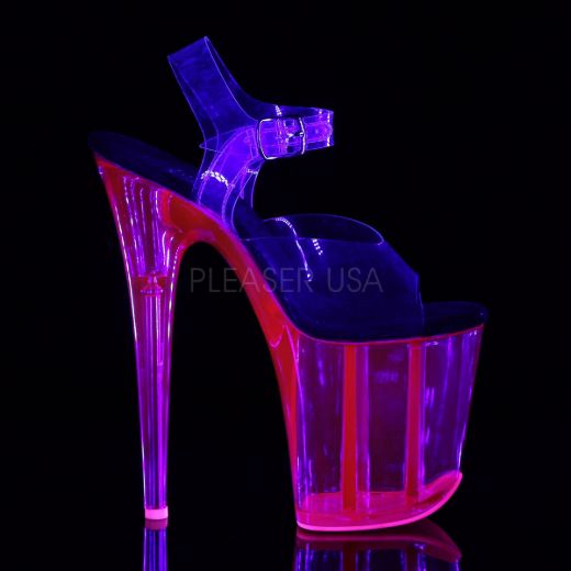 Product image of Pleaser Flamingo-808Uvt Clear/Hot Pink Tinted, 8 inch (20.3 cm) Heel, 4 inch (10.2 cm) Platform Sandal Shoes