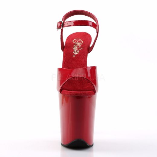 Product image of Pleaser Flamingo-809 Red Patent/Red, 8 inch (20.3 cm) Heel, 4 inch (10.2 cm) Platform Sandal Shoes