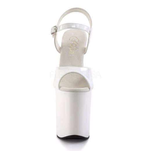 Product image of Pleaser Flamingo-809 White Patent/White, 8 inch (20.3 cm) Heel, 4 inch (10.2 cm) Platform Sandal Shoes