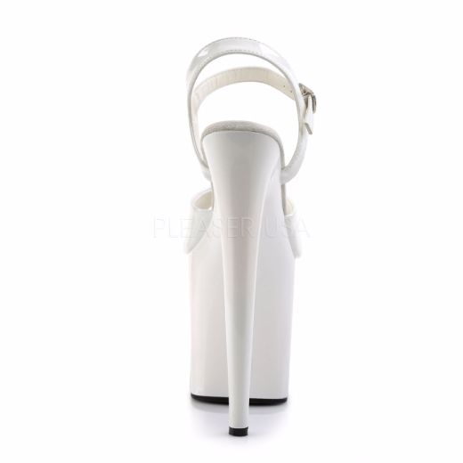 Product image of Pleaser Flamingo-809 White Patent/White, 8 inch (20.3 cm) Heel, 4 inch (10.2 cm) Platform Sandal Shoes